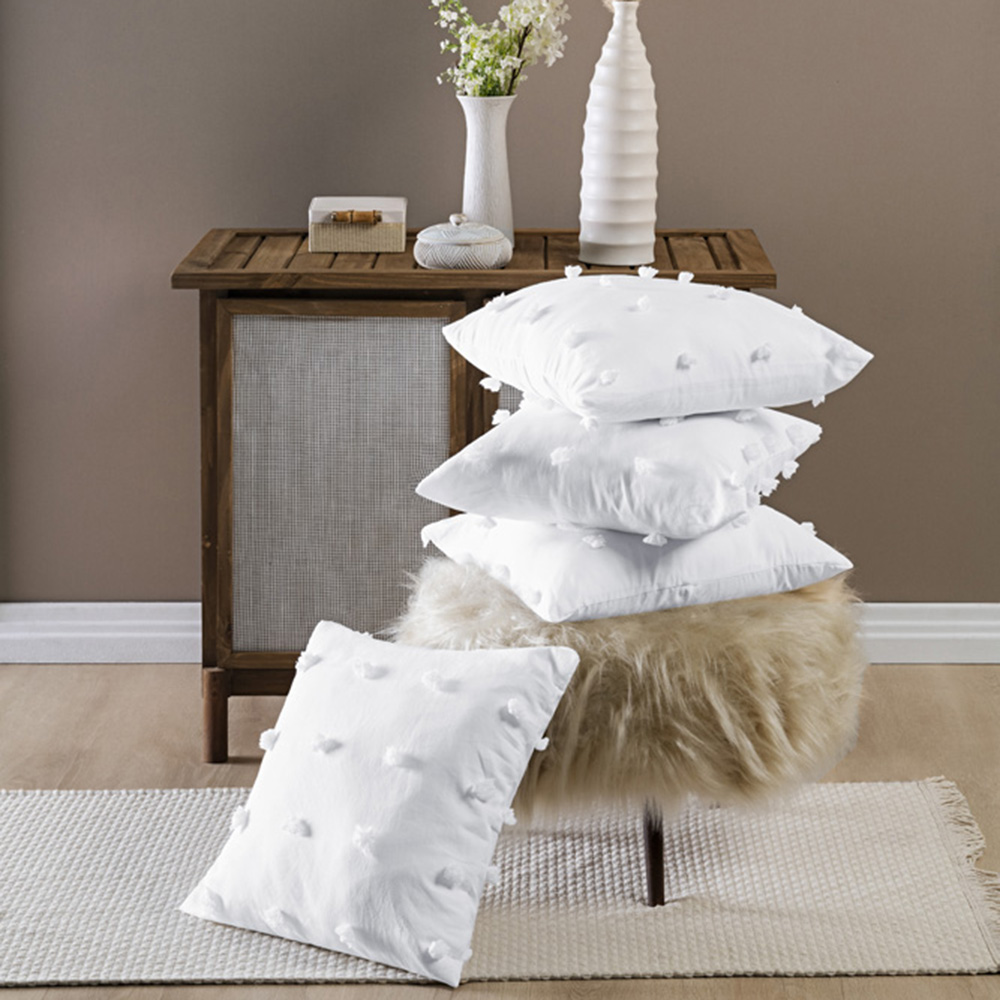 Kit 04 Almofadas Cheias Poppy 45cm x 45cm - Branco