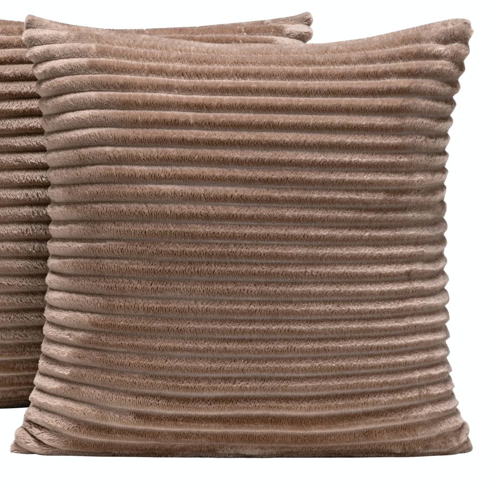 Kit 04 Almofadas Cheias Velvet Bariloche Manta Flannel 45cm x 45cm - Caqui