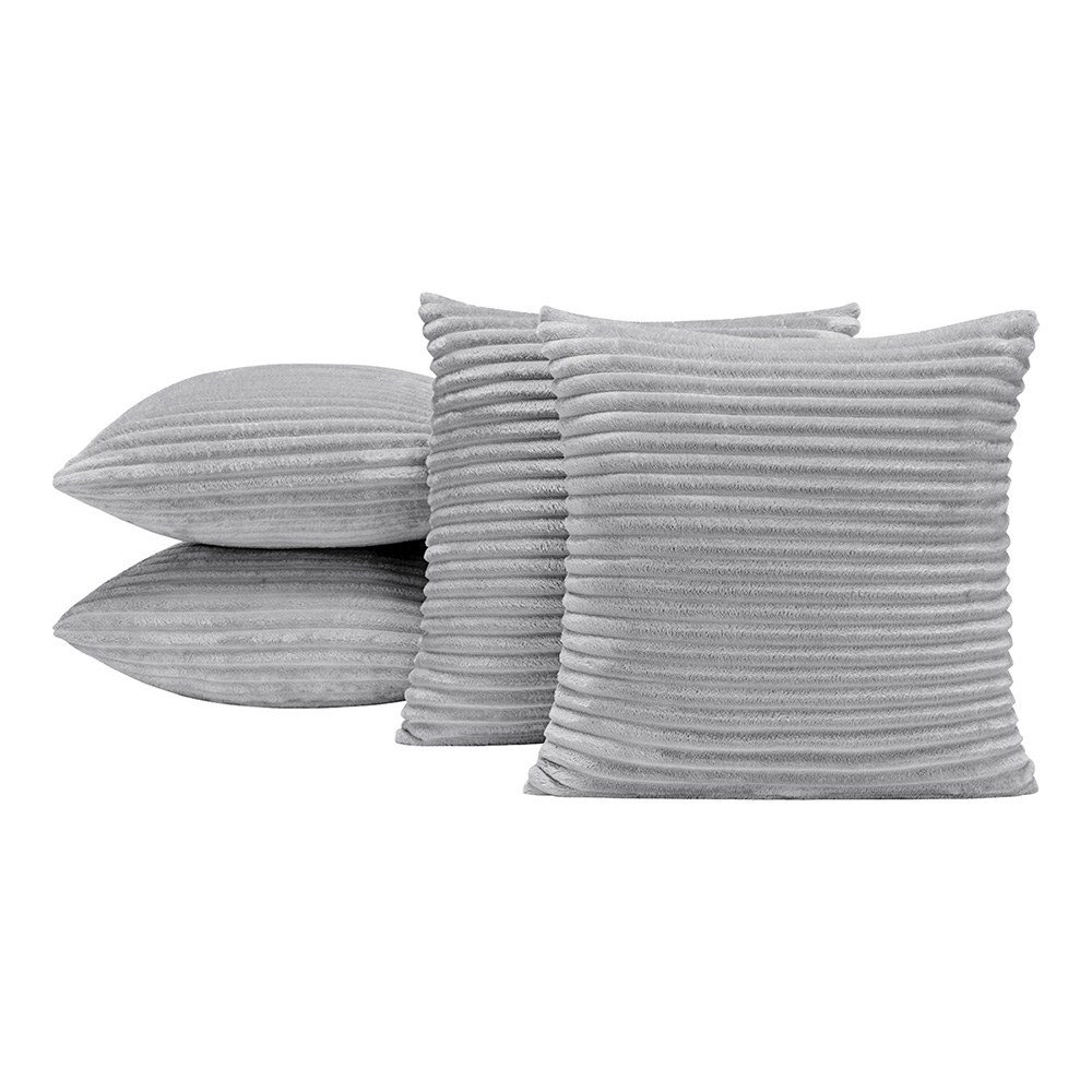 Kit 04 Almofadas Cheias Velvet Bariloche Manta Flannel 45cm x 45cm - Cinza