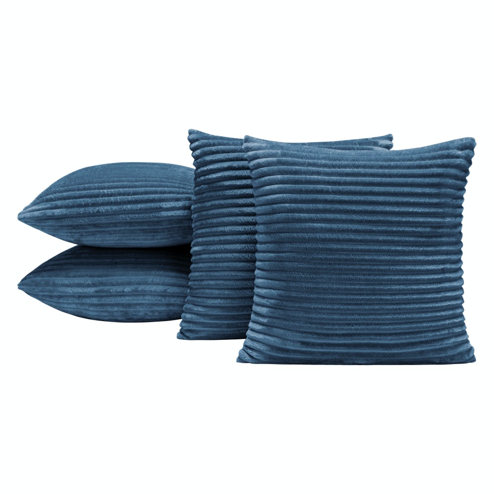 Kit 04 Almofadas Cheias Velvet Bariloche Manta Flannel 45cm x 45cm - Marinho