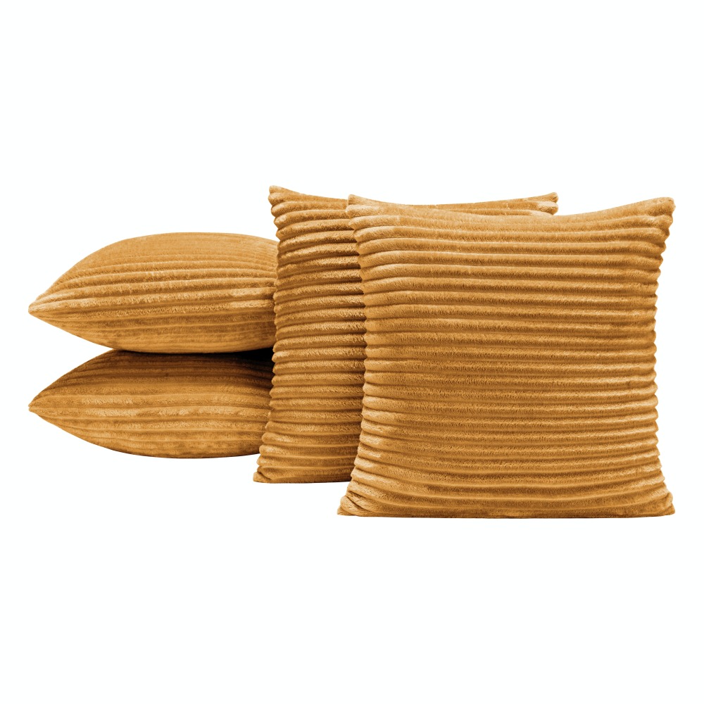 Kit 04 Almofadas Cheias Velvet Bariloche Manta Flannel 45cm x 45cm - Mostarda