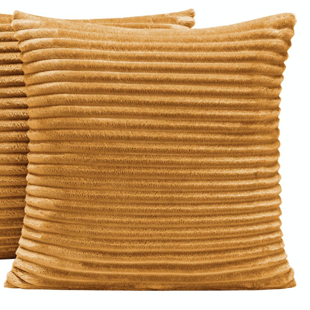Kit 04 Almofadas Cheias Velvet Bariloche Manta Flannel 45cm x 45cm - Mostarda