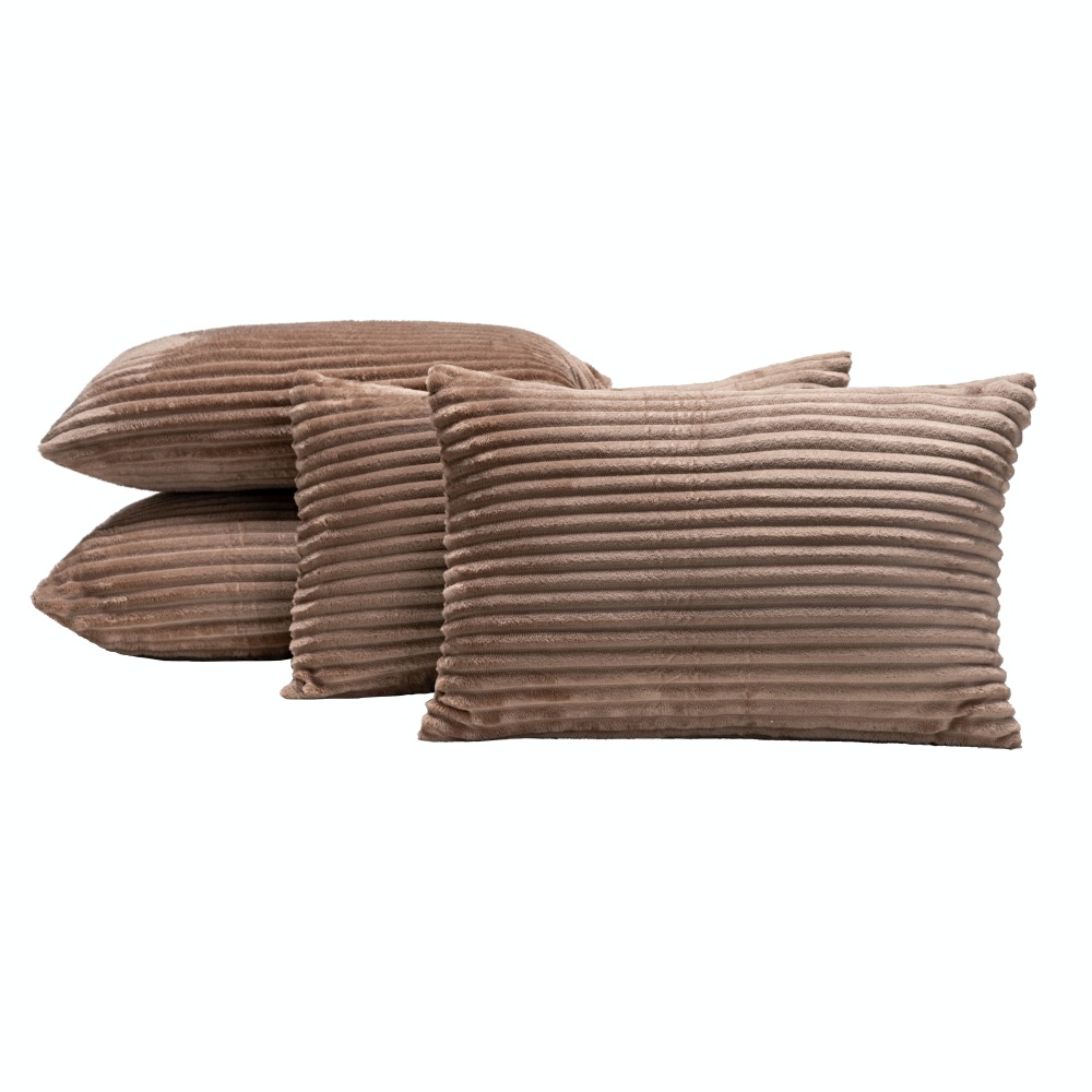 Kit 04 Almofadas Cheias Velvet Bariloche Manta Flannel 60cm x 30cm - Caqui
