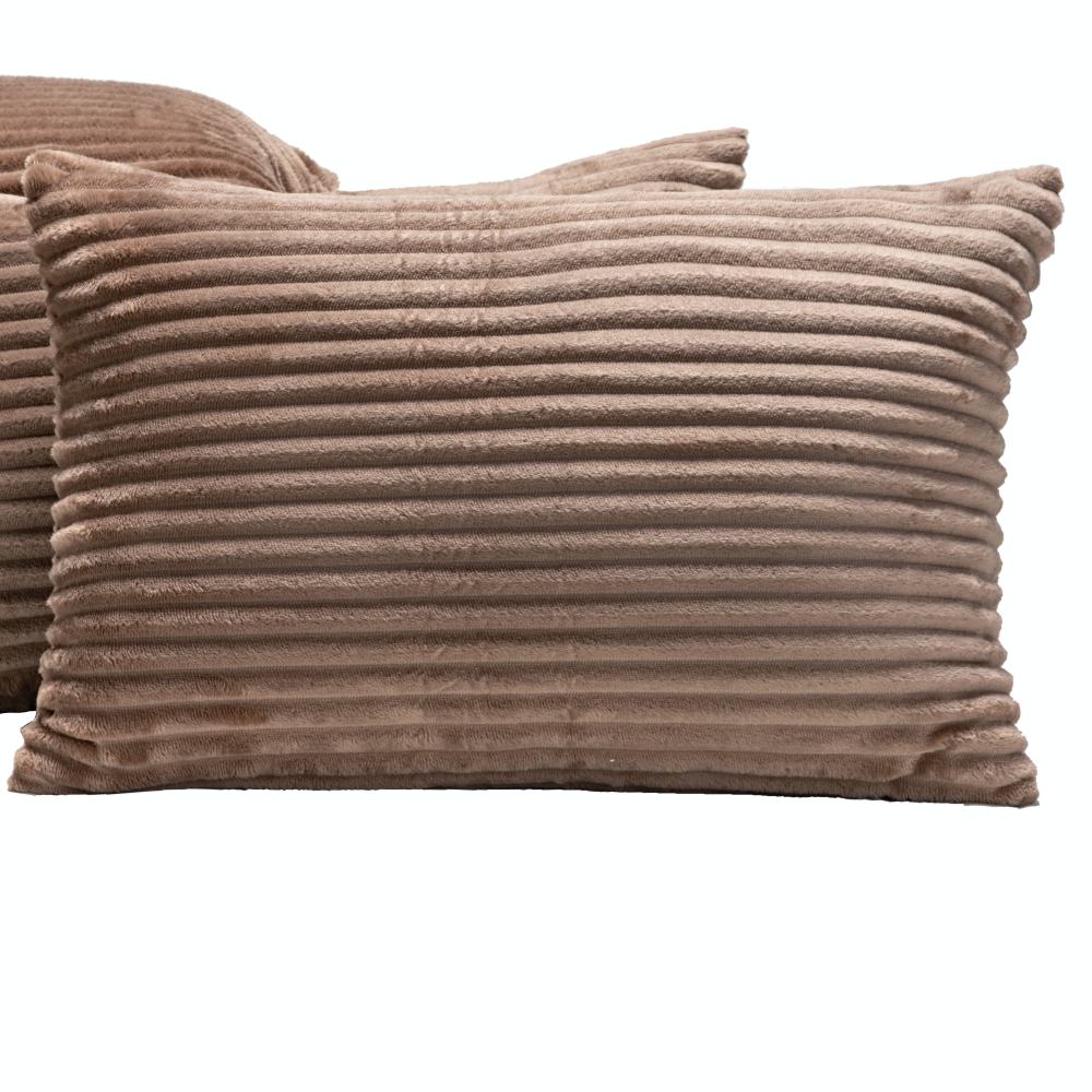 Kit 04 Almofadas Cheias Velvet Bariloche Manta Flannel 60cm x 30cm - Caqui