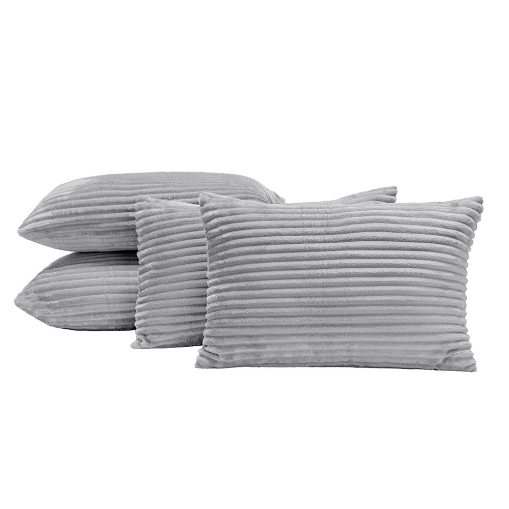 Kit 04 Almofadas Cheias Velvet Bariloche Manta Flannel 60cm x 30cm - Cinza