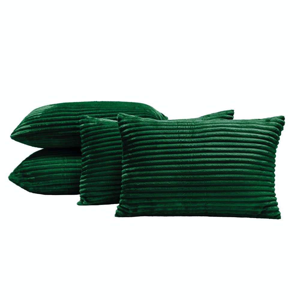 Kit 04 Almofadas Cheias Velvet Bariloche Manta Flannel 60cm x 30cm - Esmeralda