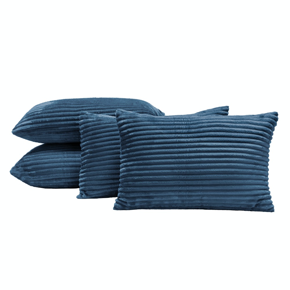 Kit 04 Almofadas Cheias Velvet Bariloche Manta Flannel 60cm x 30cm - Marinho