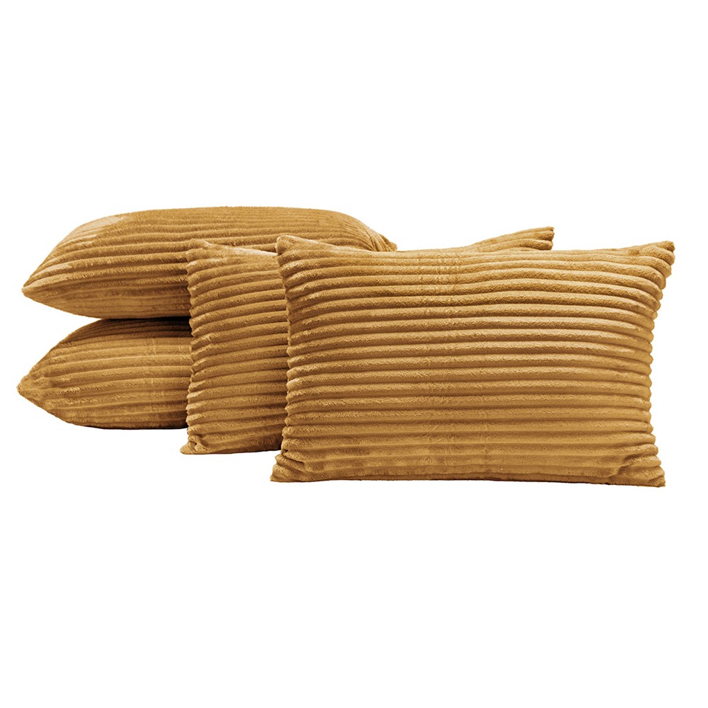 Kit 04 Almofadas Cheias Velvet Bariloche Manta Flannel 60cm x 30cm - Mostarda