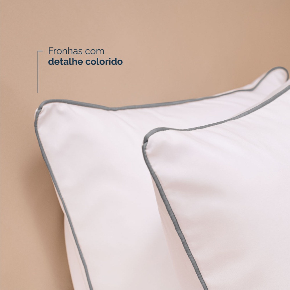 Kit 2 Fronhas Linea 50cm x 70cm Micropercal 200 Fios - Cinza