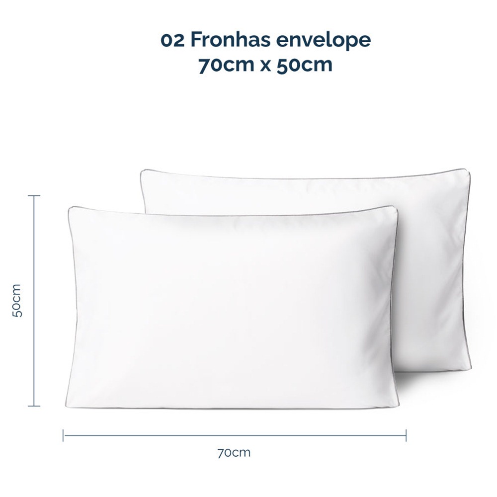 Kit 2 Fronhas Linea 50cm x 70cm Micropercal 200 Fios - Cinza