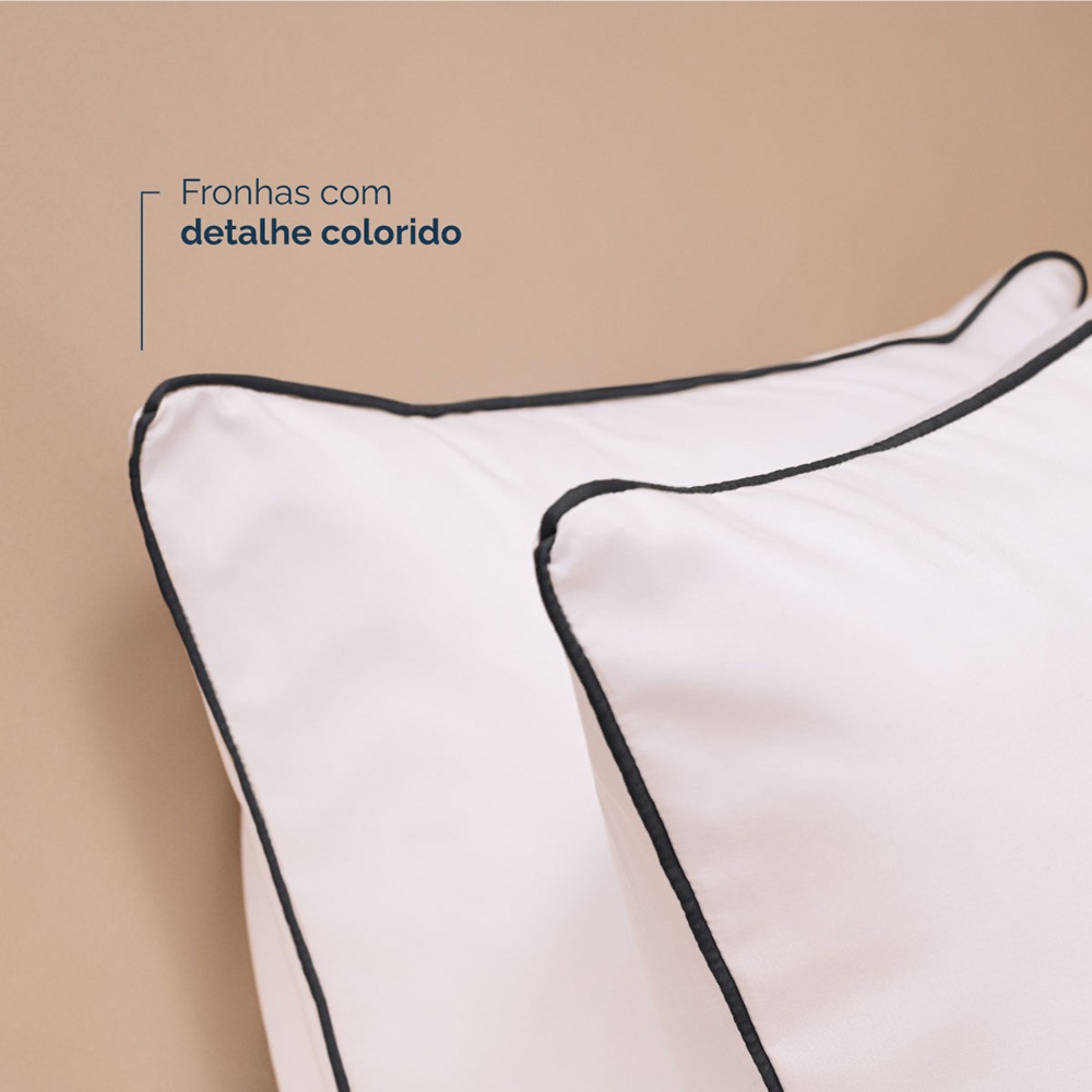 Kit 2 Fronhas Linea 50cm x 70cm Micropercal 200 Fios - Preto