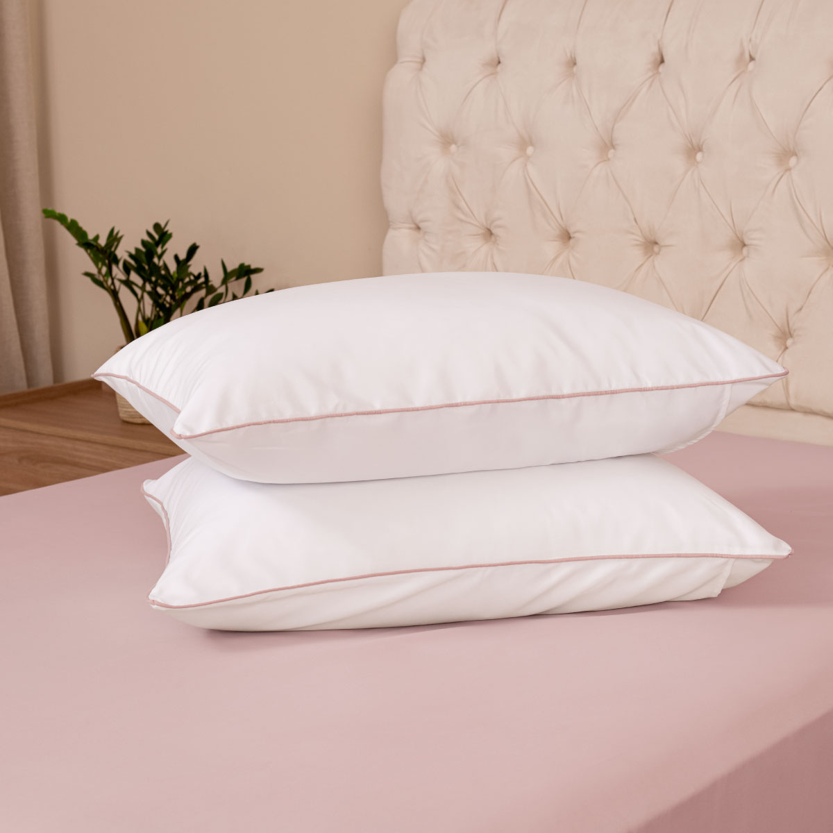 Kit 2 Fronhas Linea 50cm x 70cm Micropercal 200 Fios - Rose