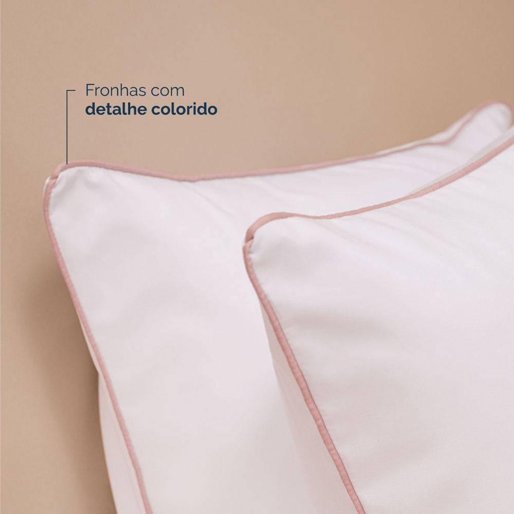 Kit 2 Fronhas Linea 50cm x 70cm Micropercal 200 Fios - Rose