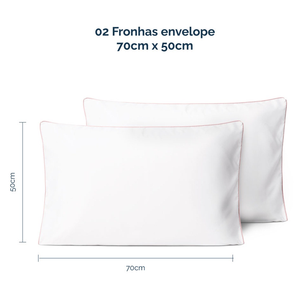 Kit 2 Fronhas Linea 50cm x 70cm Micropercal 200 Fios - Rose