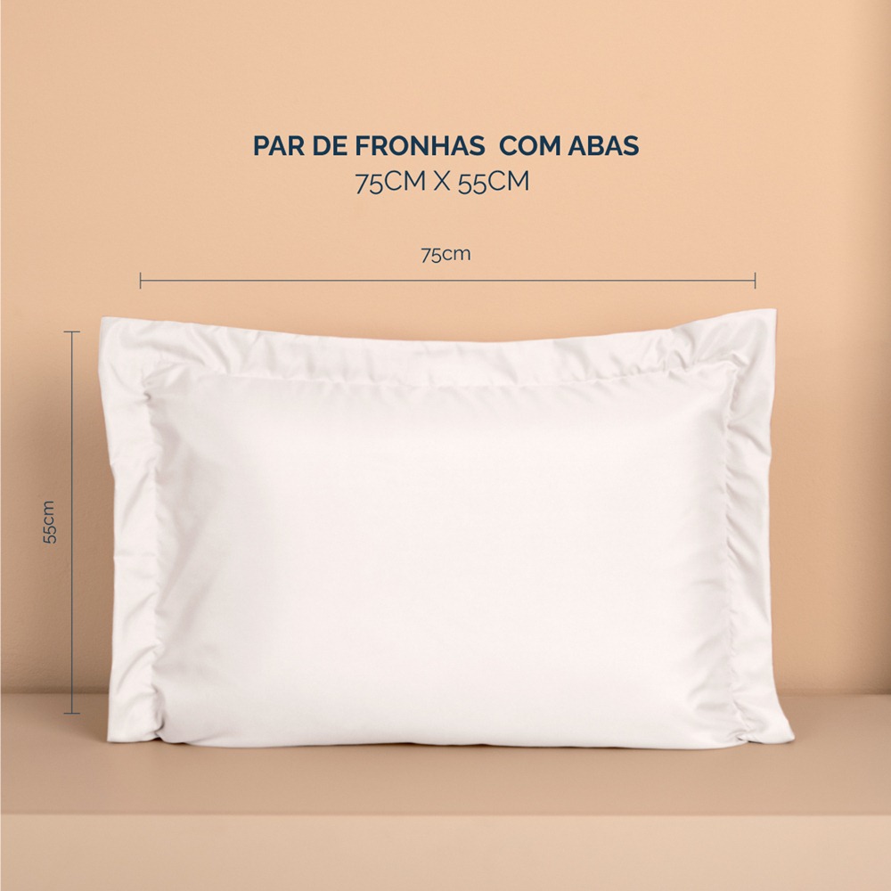 Kit 2 Fronhas Slim com 3 Abas 50cm x 70cm Micropercal 200 Fios - Branco
