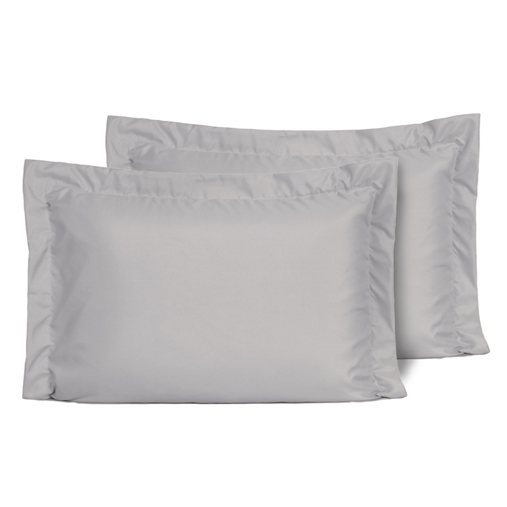 Kit 2 Fronhas Slim com 3 Abas 50cm x 70cm Micropercal 200 Fios - Cinza