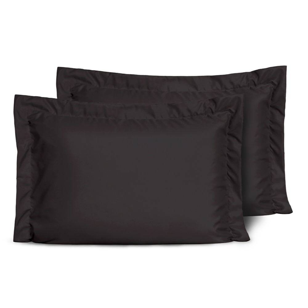 Kit 2 Fronhas Slim com 3 Abas 50cm x 70cm Micropercal 200 Fios - Preto