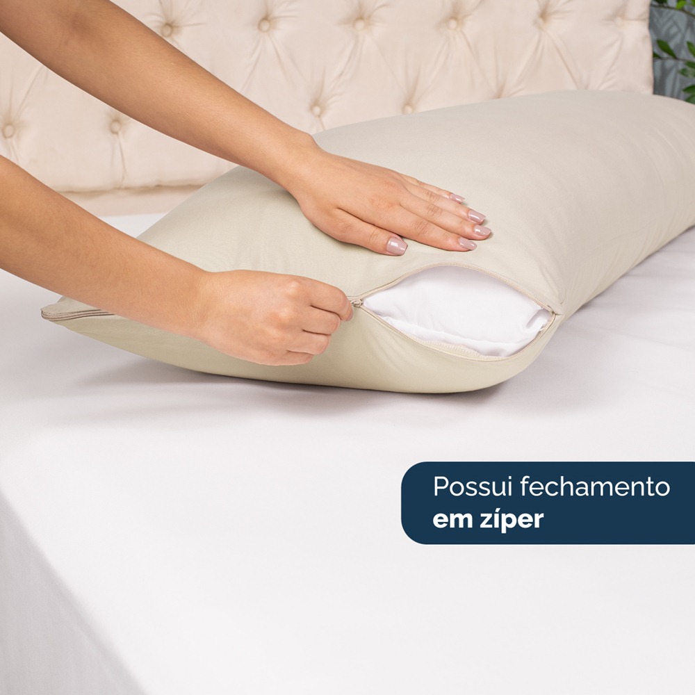 Kit 2 Fronhas para Travesseiro de Corpo Slim 1,50cm x 50cm - Bege