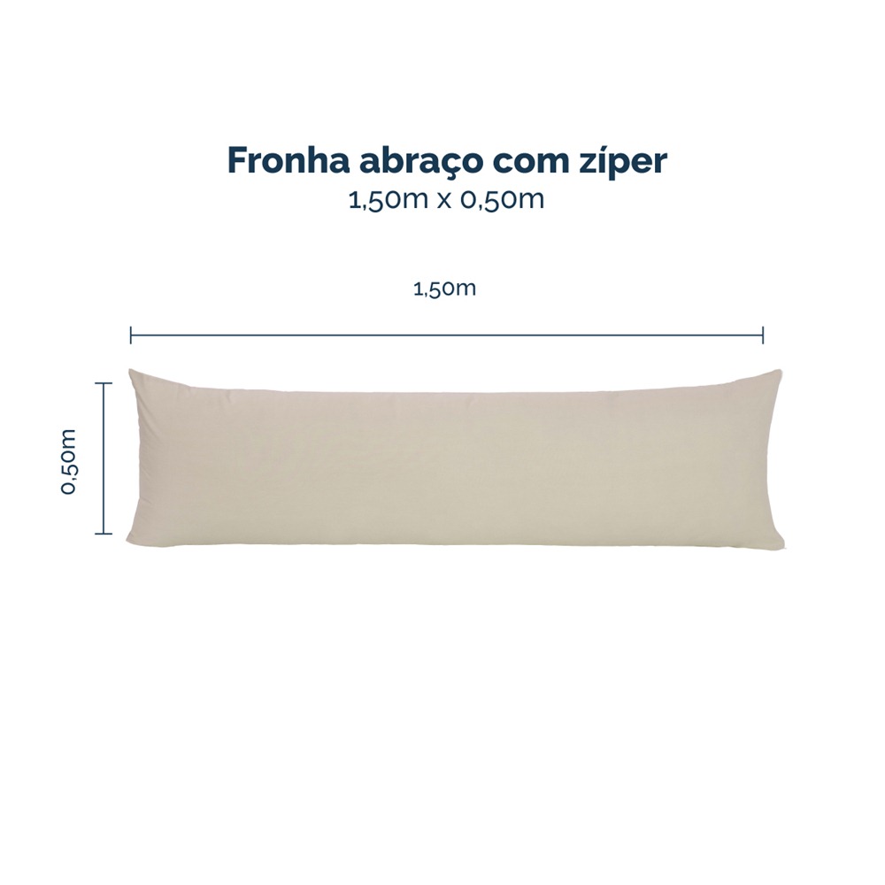 Kit 2 Fronhas para Travesseiro de Corpo Slim 1,50cm x 50cm - Bege