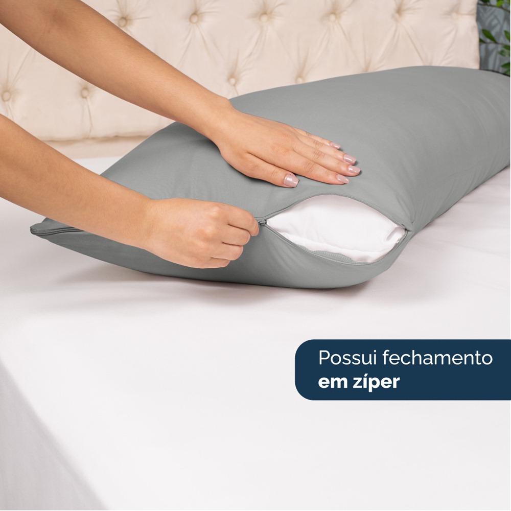 Kit 2 Fronhas para Travesseiro de Corpo Slim 1,50cm x 50cm - Cinza