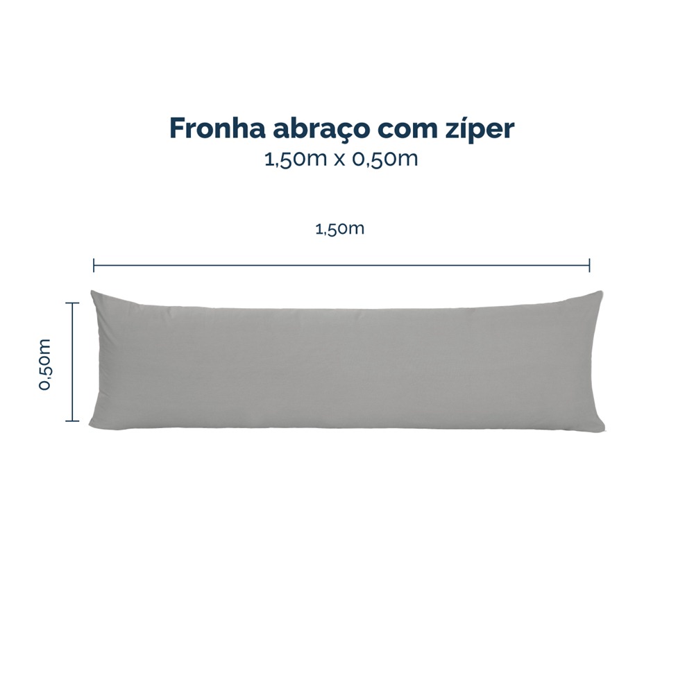 Kit 2 Fronhas para Travesseiro de Corpo Slim 1,50cm x 50cm - Cinza