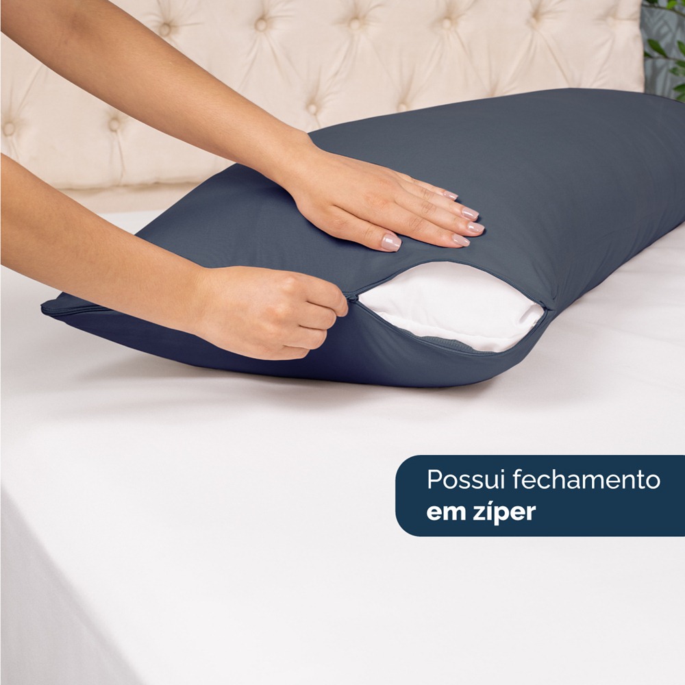 Kit 2 Fronhas para Travesseiro de Corpo Slim 1,50cm x 50cm - Marinho