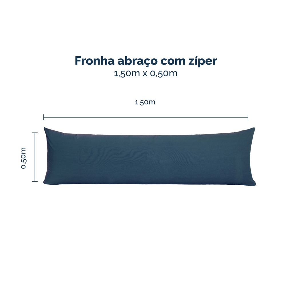 Kit 2 Fronhas para Travesseiro de Corpo Slim 1,50cm x 50cm - Marinho