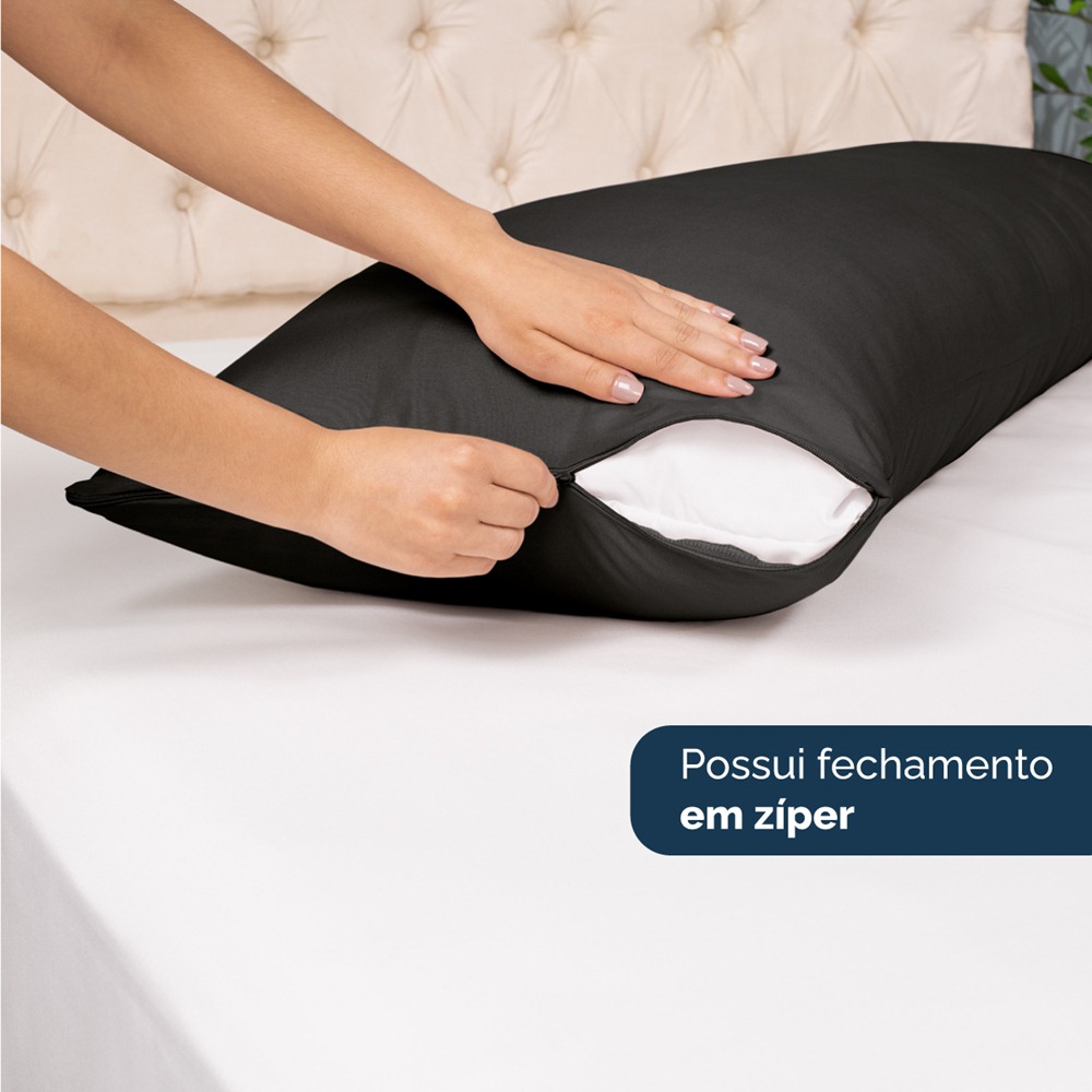 Kit 2 Fronhas para Travesseiro de Corpo Slim 1,50cm x 50cm - Preto