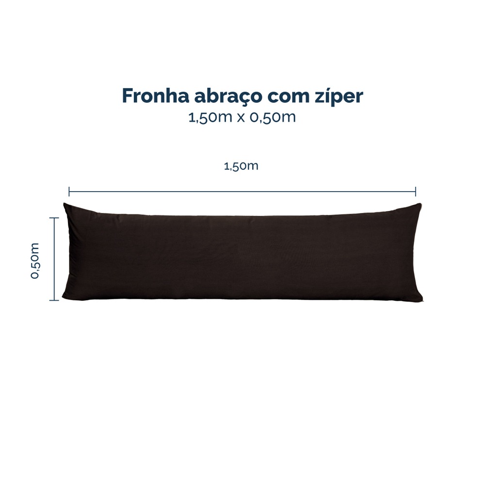 Kit 2 Fronhas para Travesseiro de Corpo Slim 1,50cm x 50cm - Preto