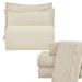 Kit Cobre Leito Casal Padrão + Jogo de Lençol Micropercal 300 Fios com Bordado Inglês Santorini 7 Peças - Bege