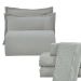 Kit Cobre Leito Casal Padrão + Jogo de Lençol Micropercal 300 Fios com Bordado Inglês Santorini 7 Peças - Cinza