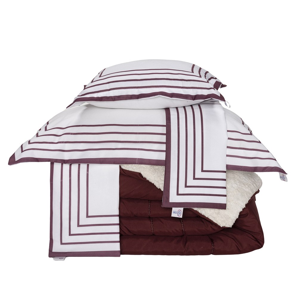 Kit Edredom King Coberdrom Soft Hipercal/Sherpa 5 Peças - Vermelho