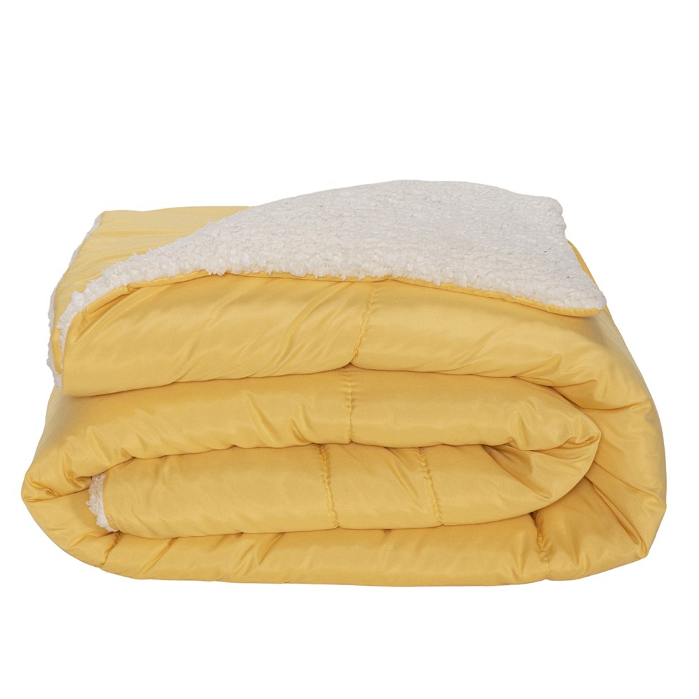 Kit Edredom Queen Coberdrom Soft Hipercal/Sherpa 5 Peças - Amarelo