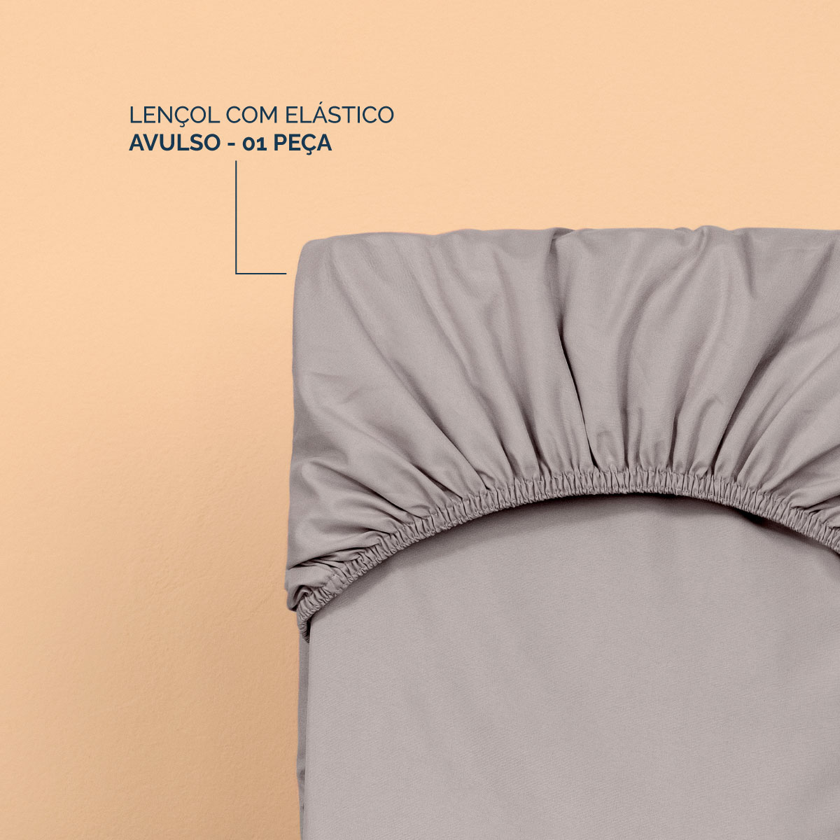 Lençol Avulso Casal Padrão Slim com Elástico Micropercal 200 Fios - Cinza