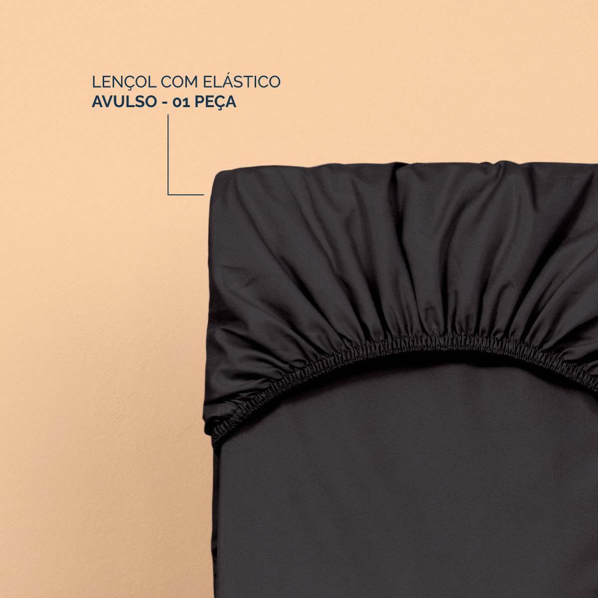 Lençol Avulso Casal Padrão Slim com Elástico Micropercal 200 Fios - Preto