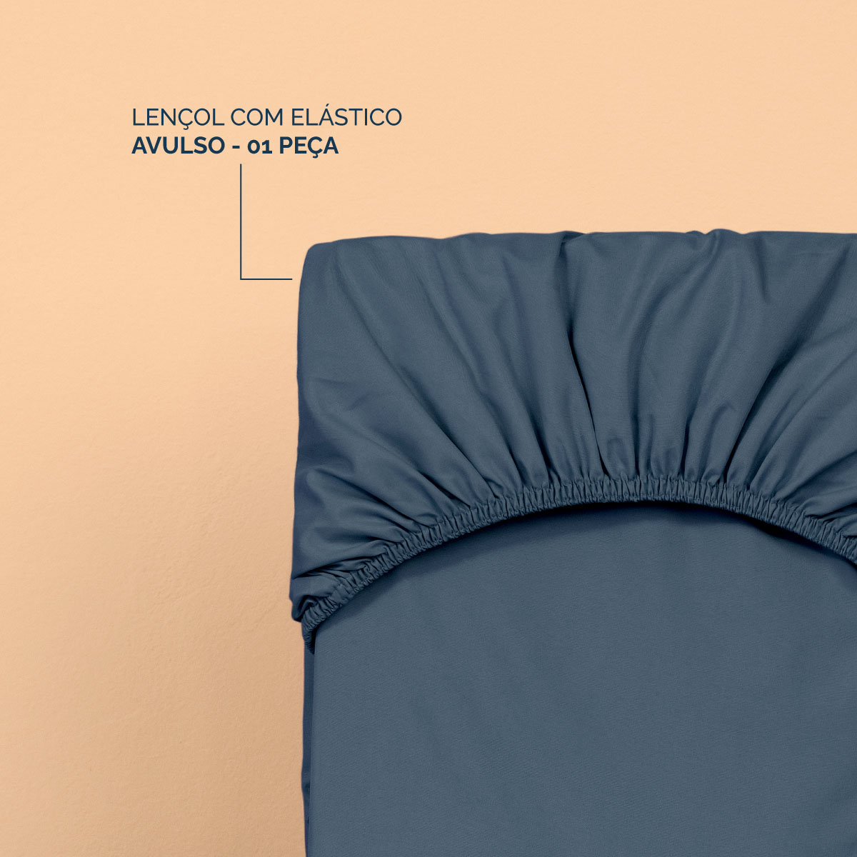 Lençol Avulso Queen Slim com Elástico Micropercal 200 Fios - Marinho