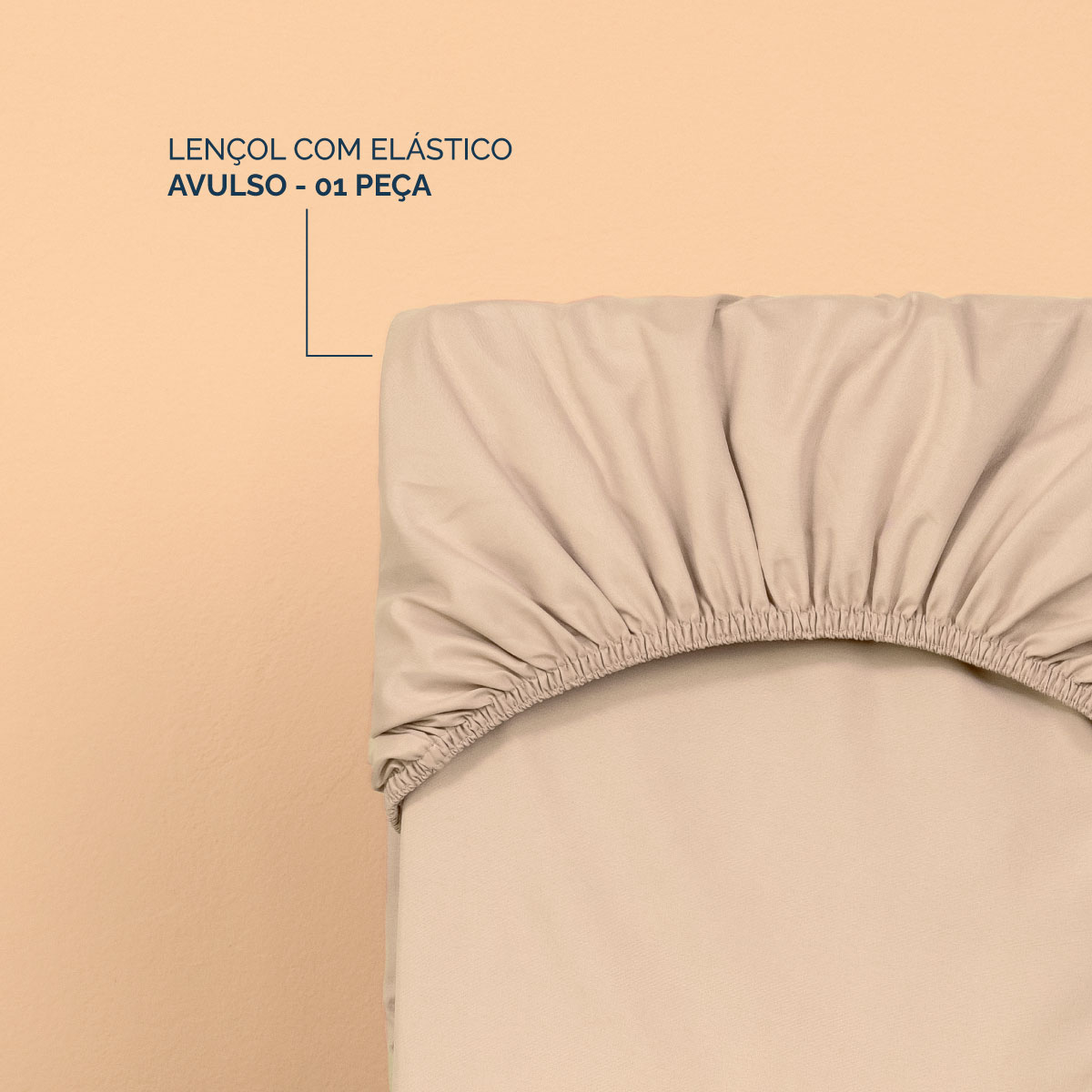 Lençol Avulso Solteiro Slim com Elástico Micropercal 200 Fios - Bege