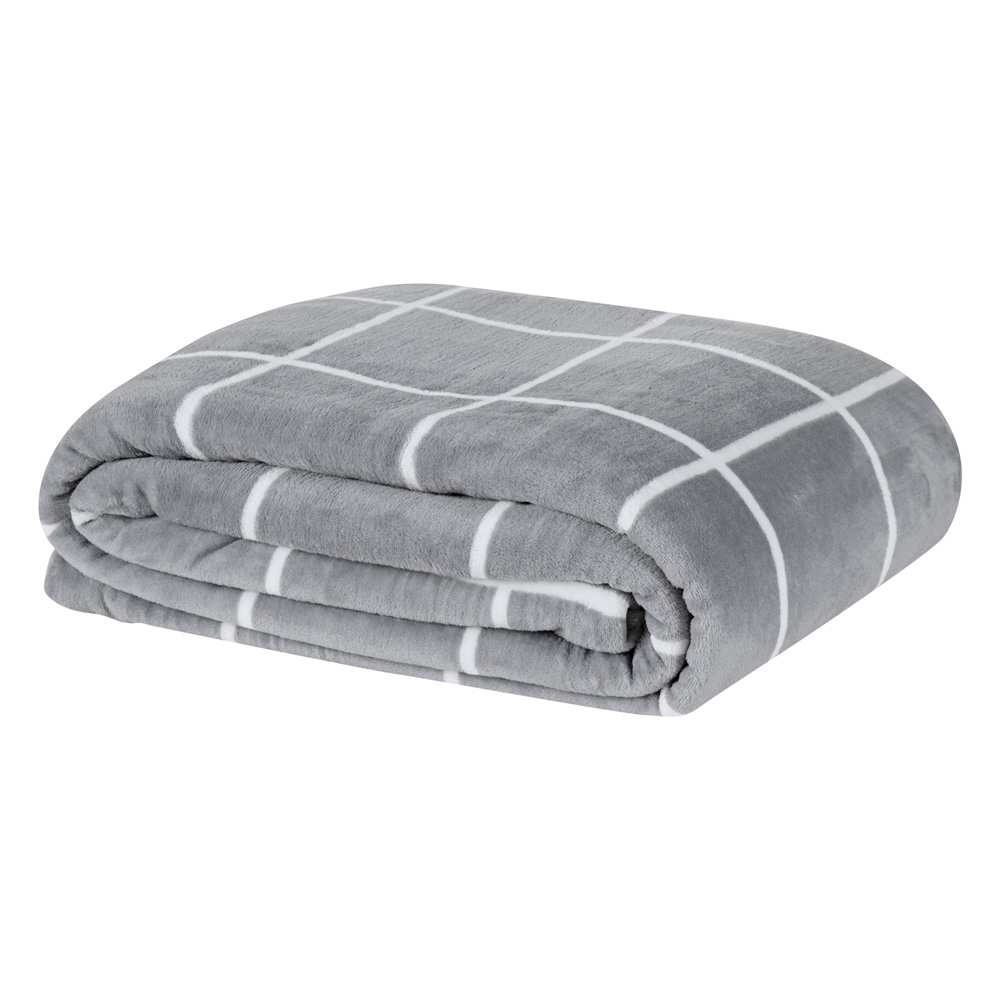 Manta Casal Padrão Austin Flannel Microfibra 1 Peça - Cinza