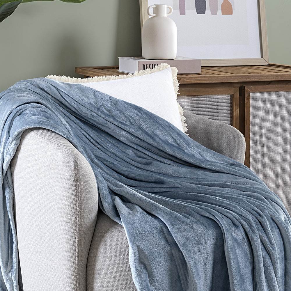 Manta Cobertor Queen Siberia Flannel Microfibra - Azure Azul