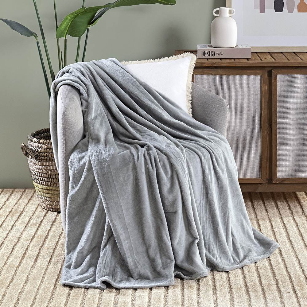 Manta Cobertor Queen Siberia Flannel Microfibra - Flint Cinza