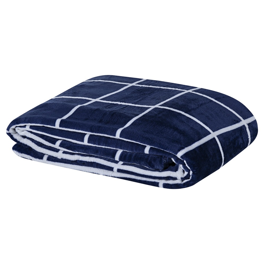 Manta Queen Austin Flannel Microfibra 1 Peça - Marinho