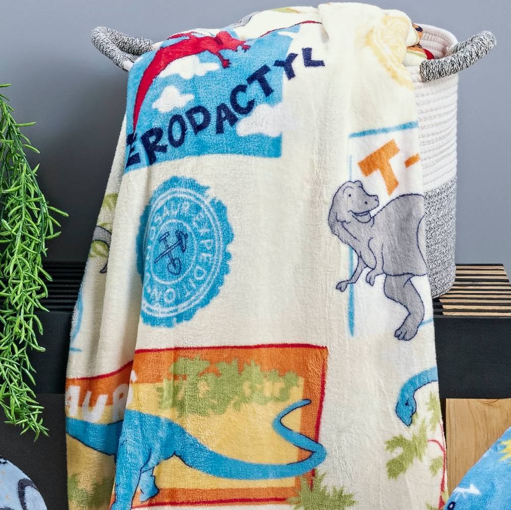 Manta Solteiro Infantil Bouti Kids Flannel 1 Peça - Dino