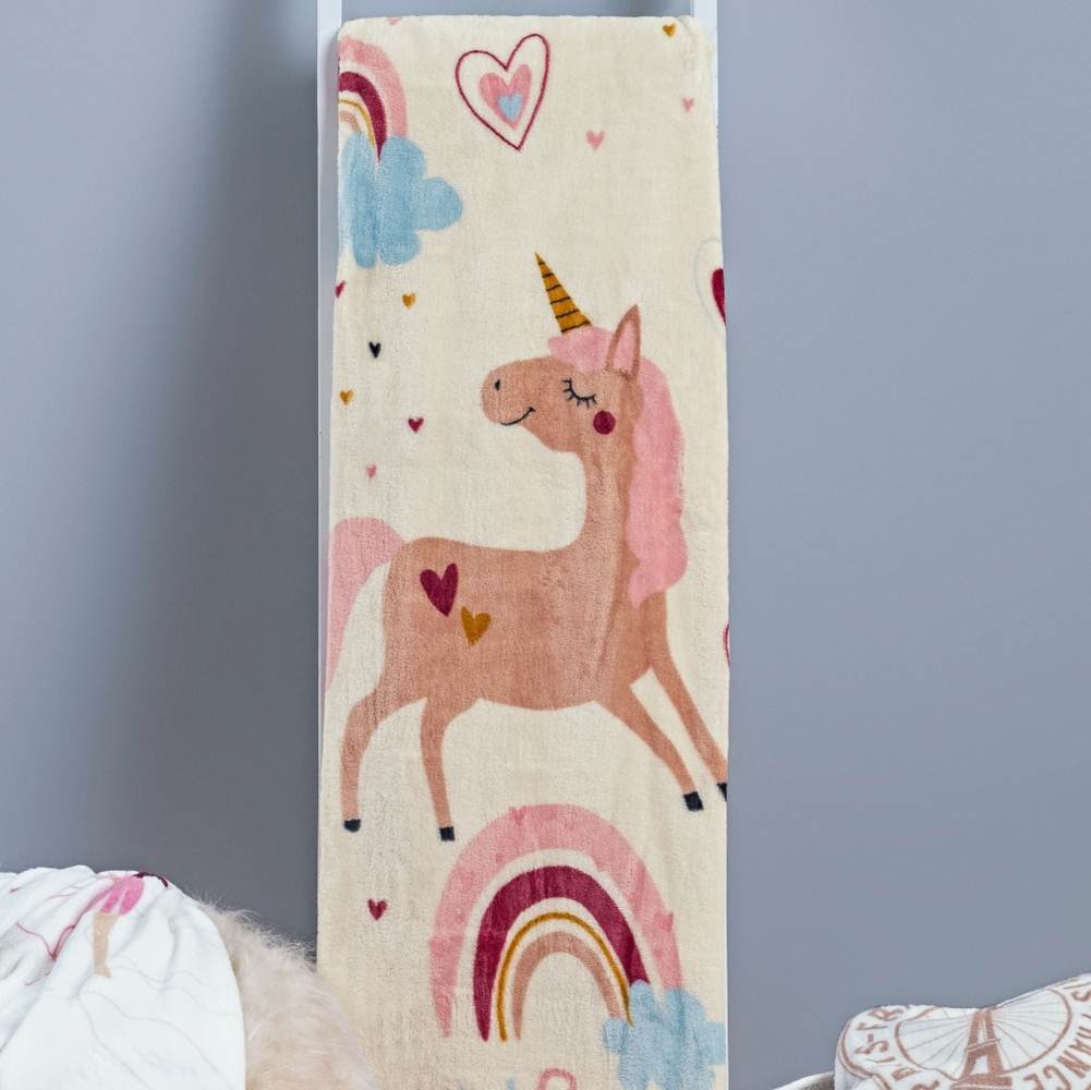 Manta Solteiro Infantil Bouti Kids Flannel 1 Peça - Unicornio