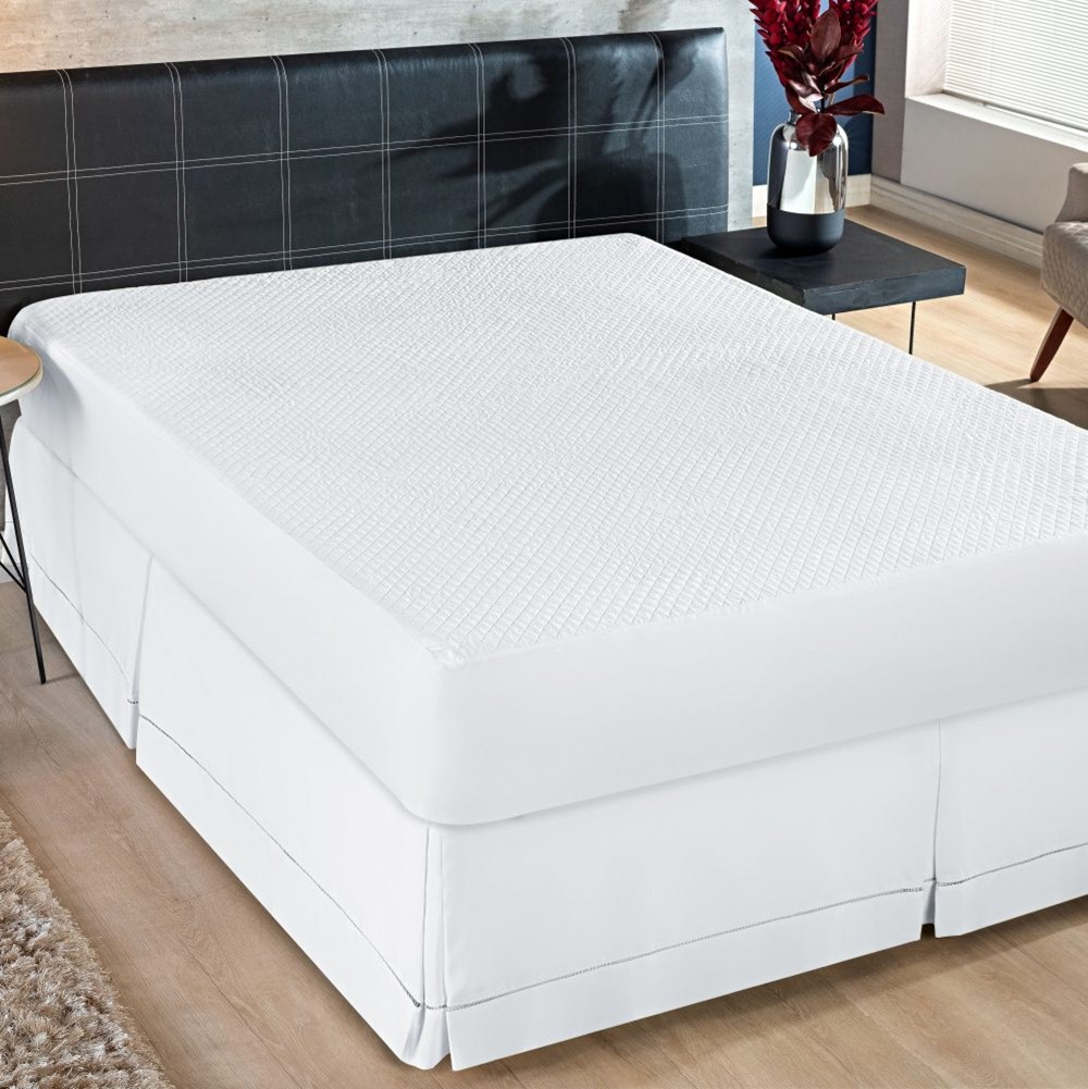 Saia Para Cama Box Casal Padrão Ponto Palito 1 Peça - Branco