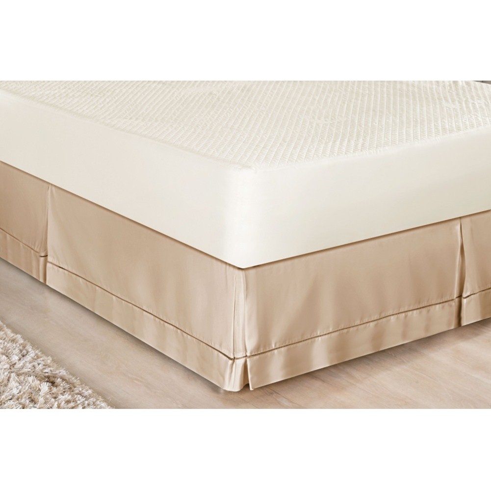 Saia Para Cama Box King Ponto Palito 1 Peça - Caqui