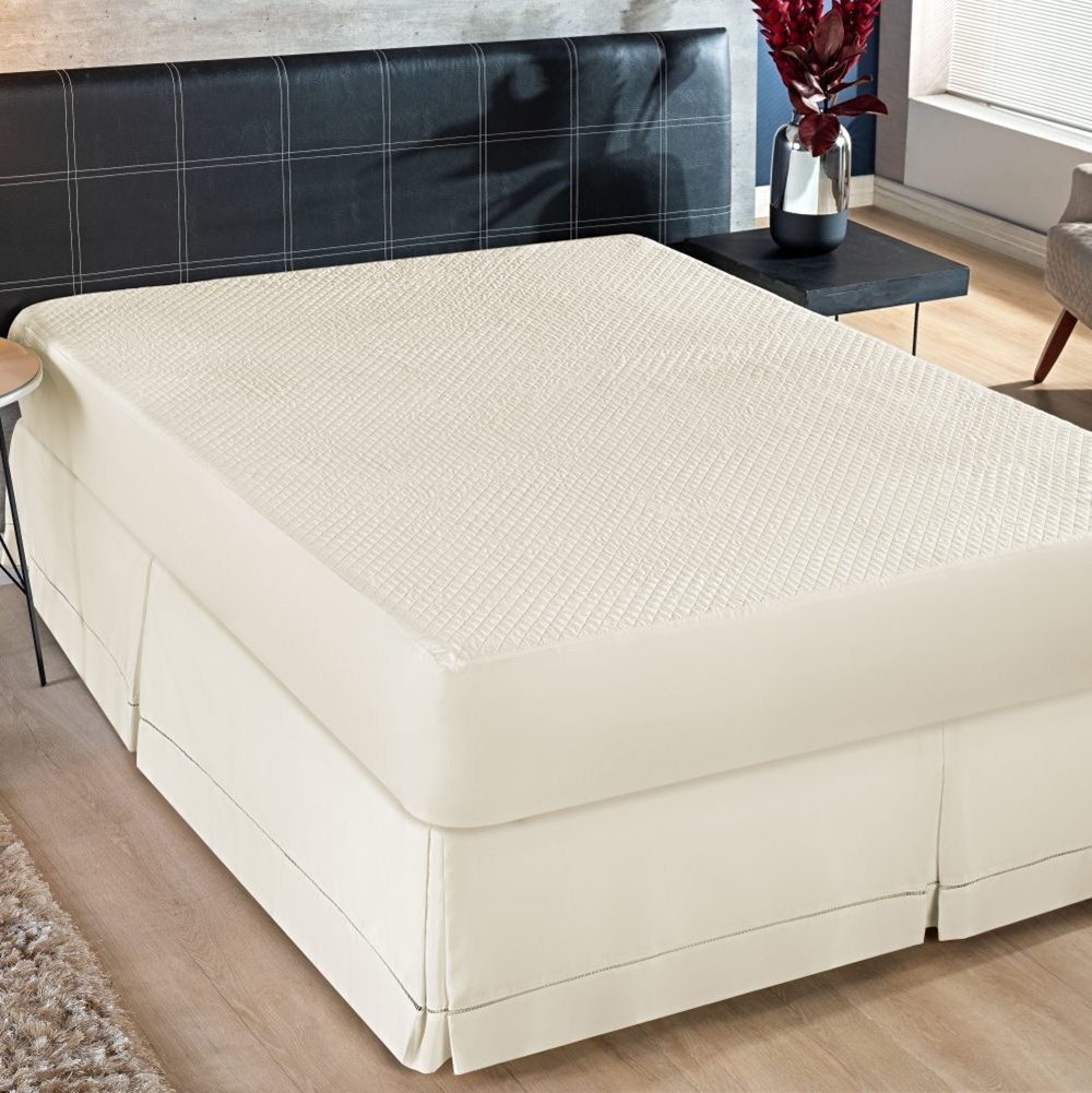 Saia Para Cama Box King Ponto Palito 1 Peça - Palha
