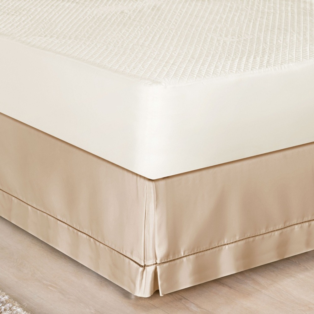 Saia Para Cama Box Queen Ponto Palito 1 Peça - Caqui