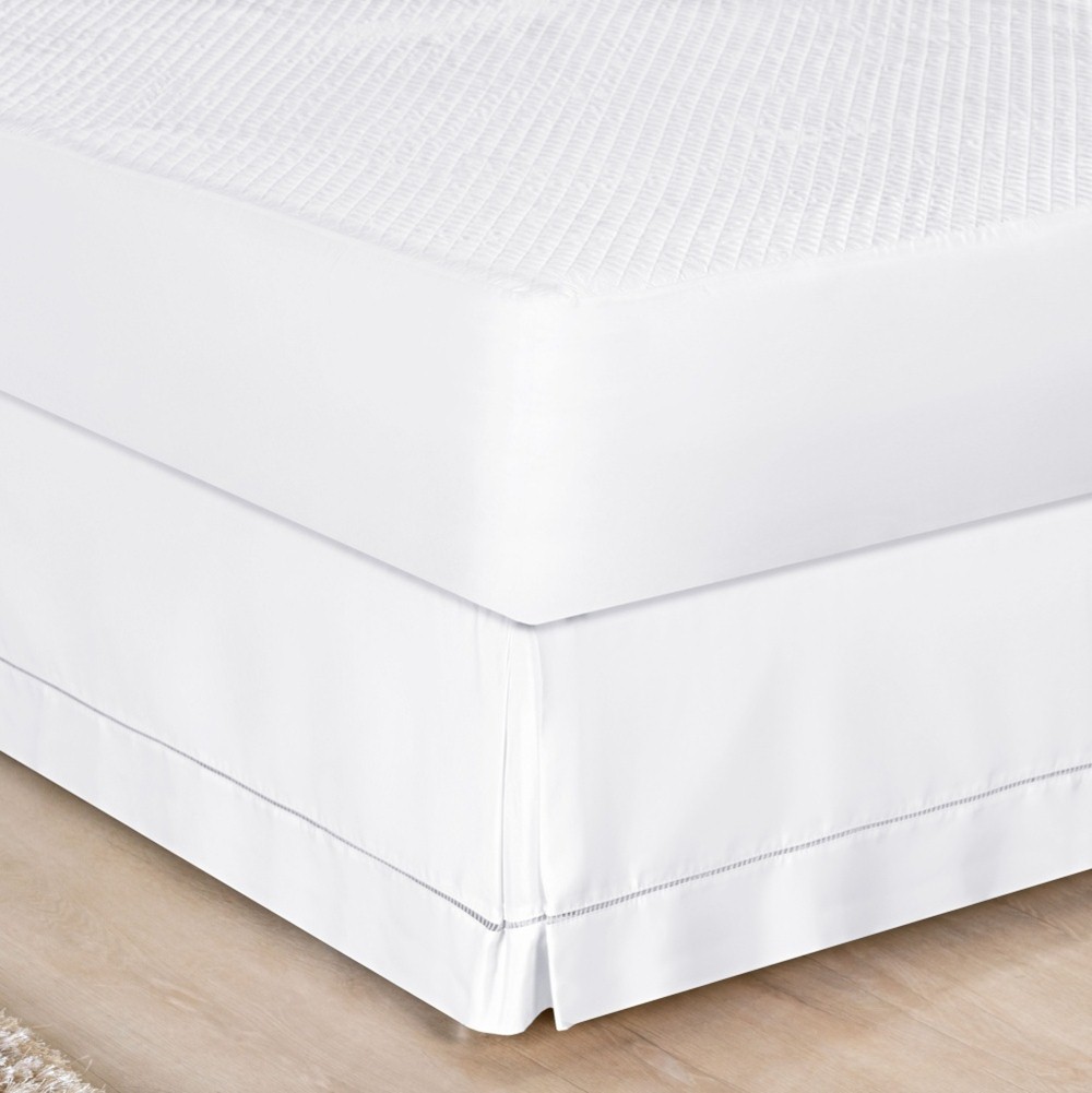 Saia Para Cama Box Solteiro Ponto Palito 1 Peça - Branco