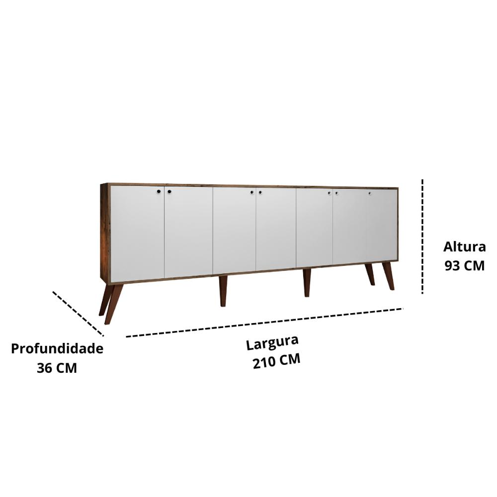 Aparador Buffet Nicaragua Castani com Branco Bela Casa