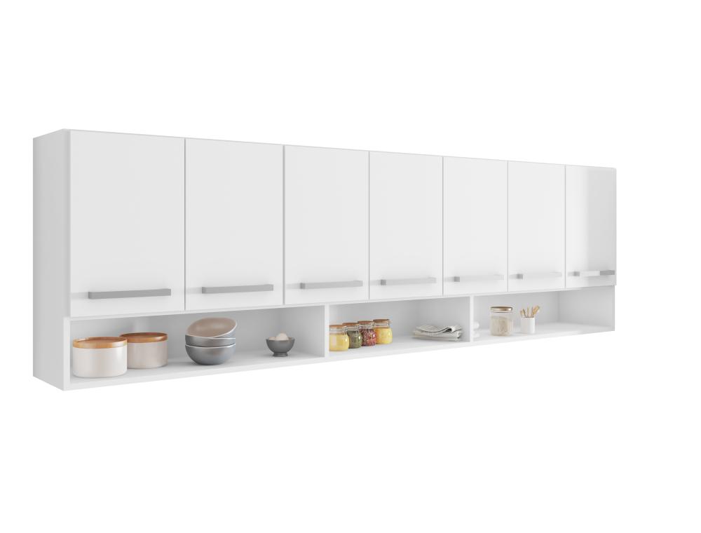 Armario Aereo De Cozinha 7 Portas  Luxemburgo Branco Bela Casa